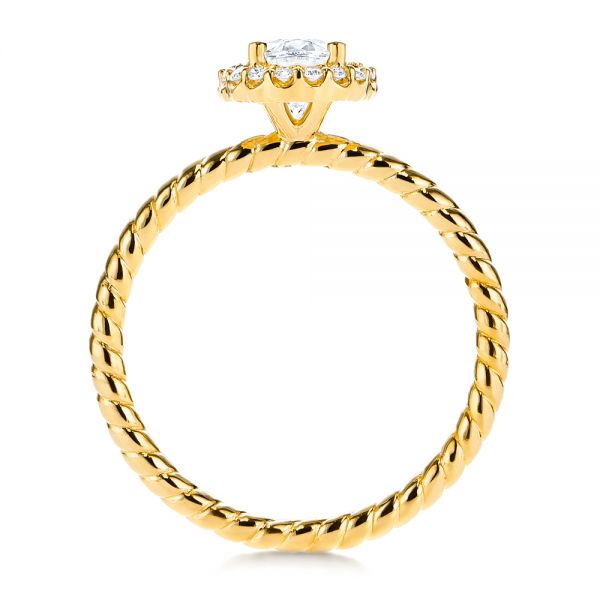 14k Yellow Gold 14k Yellow Gold Braid Style Shank Diamond Halo Engagement Ring - Front View - 106253