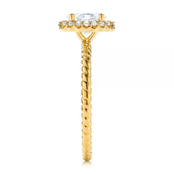 18k Yellow Gold 18k Yellow Gold Braid Style Shank Diamond Halo Engagement Ring - Side View -  106253 - Thumbnail