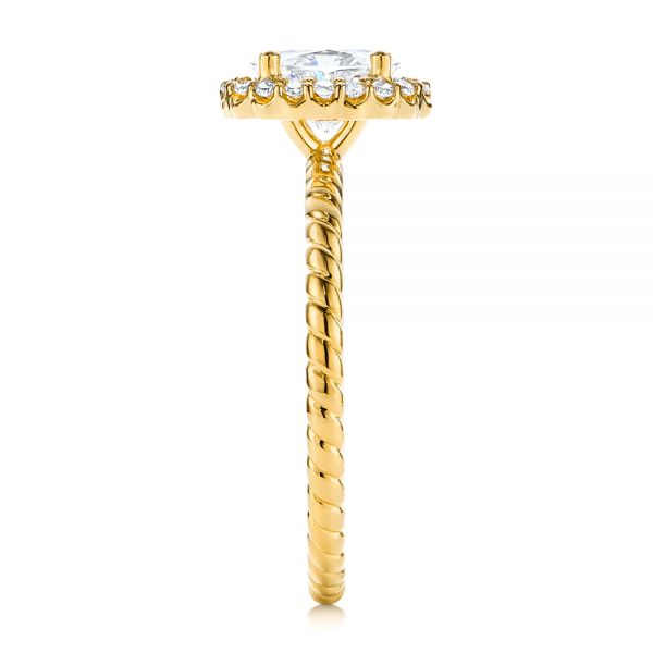 14k Yellow Gold 14k Yellow Gold Braid Style Shank Diamond Halo Engagement Ring - Side View - 106253