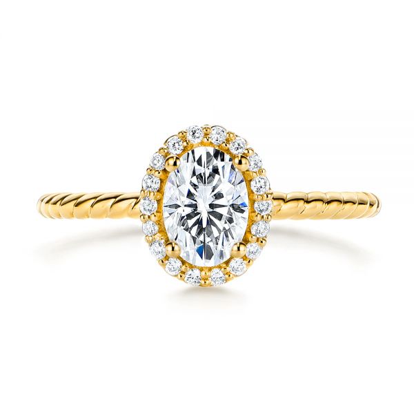18k Yellow Gold 18k Yellow Gold Braid Style Shank Diamond Halo Engagement Ring - Top View -  106253 - Thumbnail