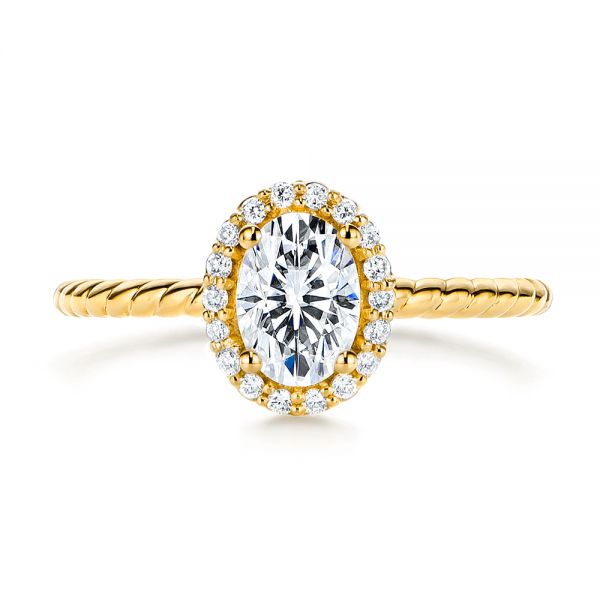 14k Yellow Gold 14k Yellow Gold Braid Style Shank Diamond Halo Engagement Ring - Top View - 106253