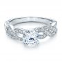 18k White Gold Braided Pave Engagement Ring - Vanna K - Flat View -  100070 - Thumbnail