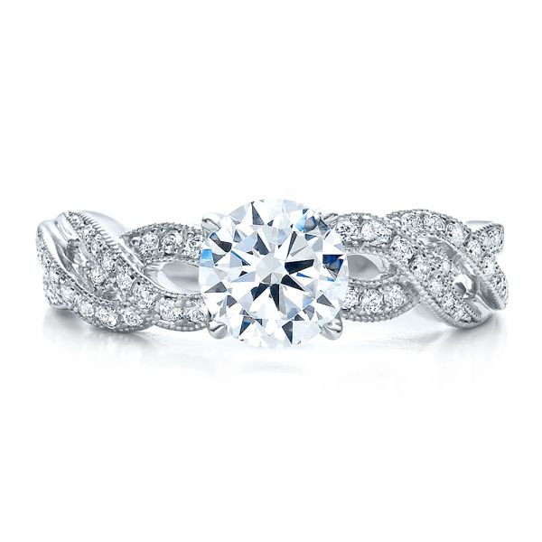  Platinum Platinum Braided Pave Engagement Ring - Vanna K - Top View -  100070
