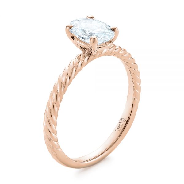 14k Rose Gold 14k Rose Gold Braided Solitaire Diamond Engagement Ring - Three-Quarter View -  104179