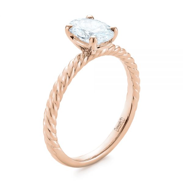 18k Rose Gold 18k Rose Gold Braided Solitaire Diamond Engagement Ring - Three-Quarter View - 104179