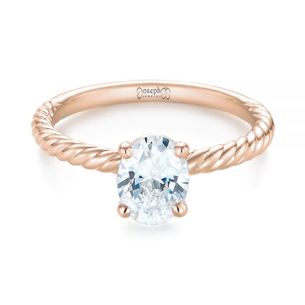 18k Rose Gold 18k Rose Gold Braided Solitaire Diamond Engagement Ring - Flat View -  104179