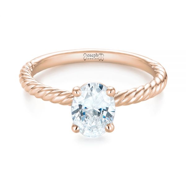 18k Rose Gold 18k Rose Gold Braided Solitaire Diamond Engagement Ring - Flat View - 104179