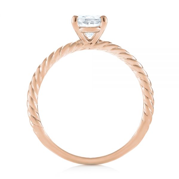 18k Rose Gold 18k Rose Gold Braided Solitaire Diamond Engagement Ring - Front View -  104179
