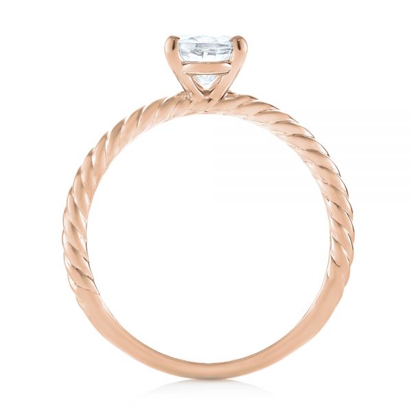 18k Rose Gold 18k Rose Gold Braided Solitaire Diamond Engagement Ring - Front View - 104179