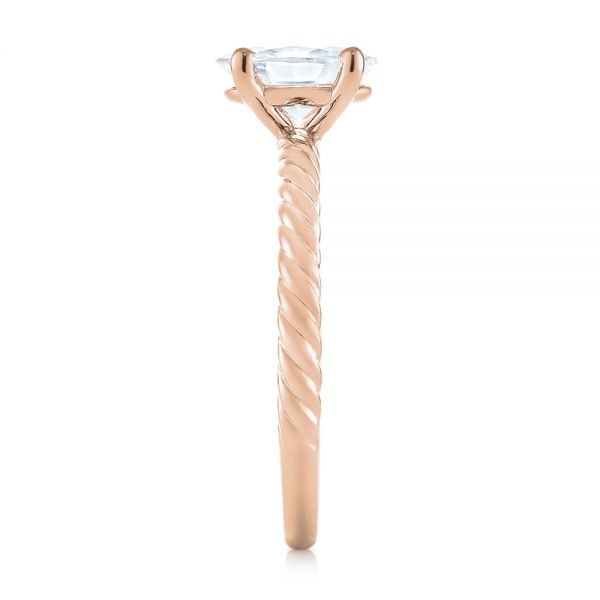 18k Rose Gold 18k Rose Gold Braided Solitaire Diamond Engagement Ring - Side View -  104179
