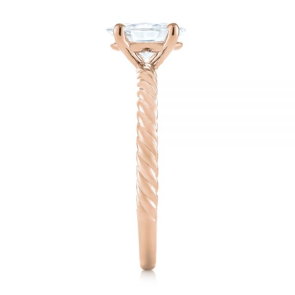 18k Rose Gold 18k Rose Gold Braided Solitaire Diamond Engagement Ring - Side View - 104179