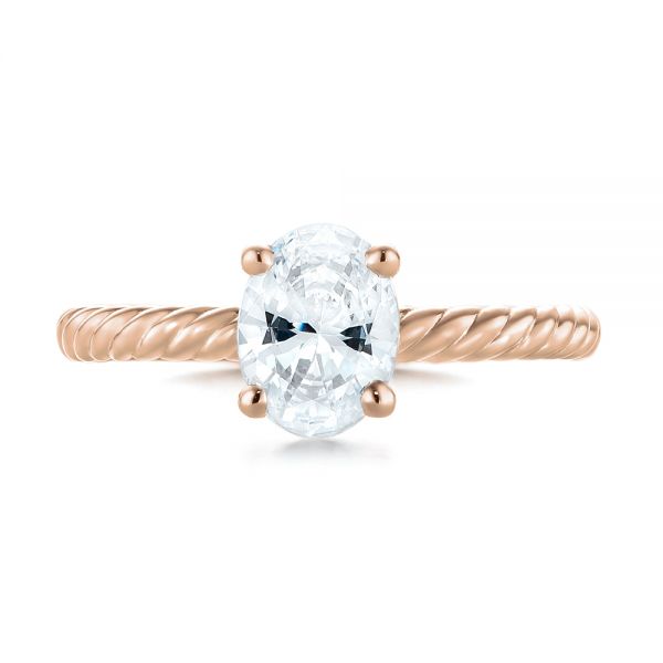 14k Rose Gold 14k Rose Gold Braided Solitaire Diamond Engagement Ring - Top View -  104179