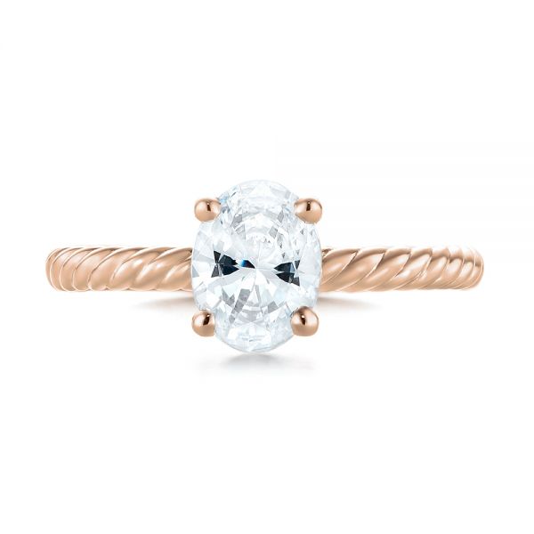 18k Rose Gold 18k Rose Gold Braided Solitaire Diamond Engagement Ring - Top View - 104179