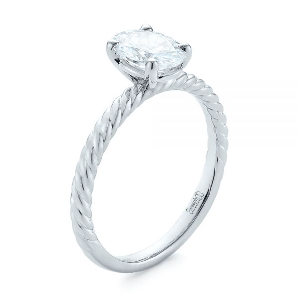 14k White Gold Braided Solitaire Diamond Engagement Ring - Three-Quarter View -  104179