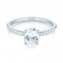 14k White Gold Braided Solitaire Diamond Engagement Ring - Flat View -  104179 - Thumbnail