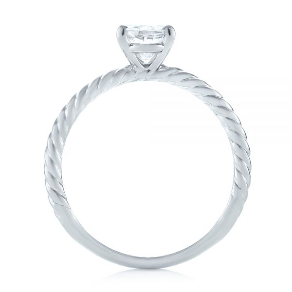 14k White Gold Braided Solitaire Diamond Engagement Ring - Front View -  104179