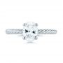 14k White Gold Braided Solitaire Diamond Engagement Ring - Top View -  104179 - Thumbnail