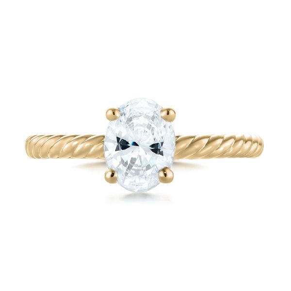18k Yellow Gold 18k Yellow Gold Braided Solitaire Diamond Engagement Ring - Top View -  104179