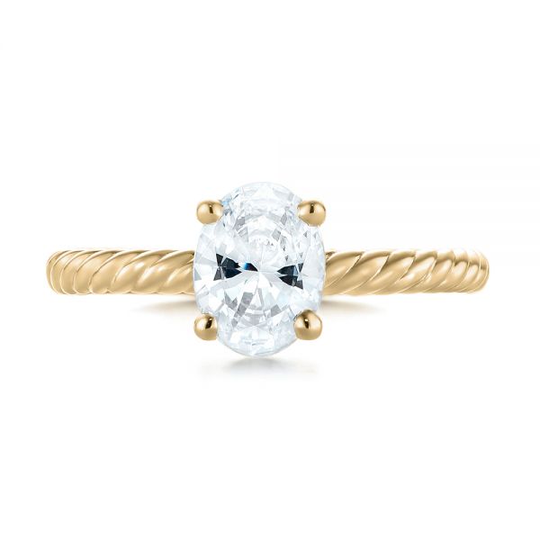 18k Yellow Gold 18k Yellow Gold Braided Solitaire Diamond Engagement Ring - Top View - 104179