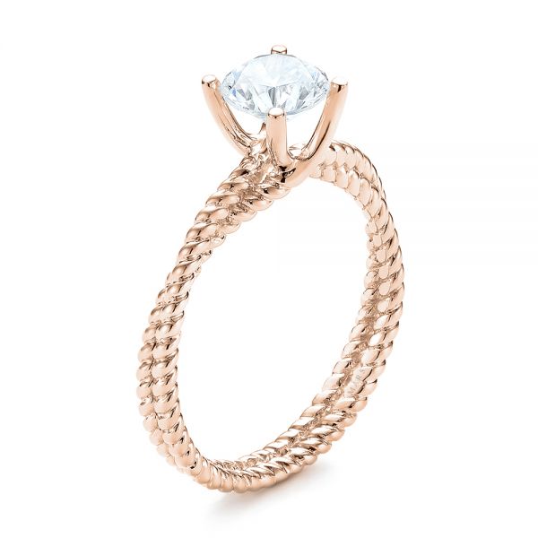 18k Rose Gold 18k Rose Gold Braided Women's Engagement Ring - Three-Quarter View -  103674