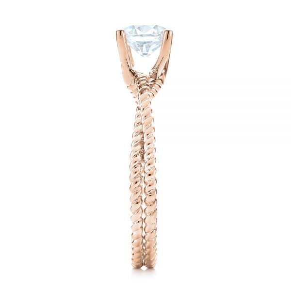 18k Rose Gold 18k Rose Gold Braided Women's Engagement Ring - Side View - 103674