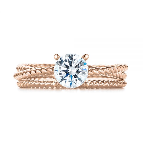 18k Rose Gold 18k Rose Gold Braided Women's Engagement Ring - Top View - 103674