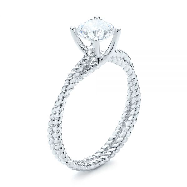 18k White Gold Braided Women's Engagement Ring - Three-Quarter View - 103674