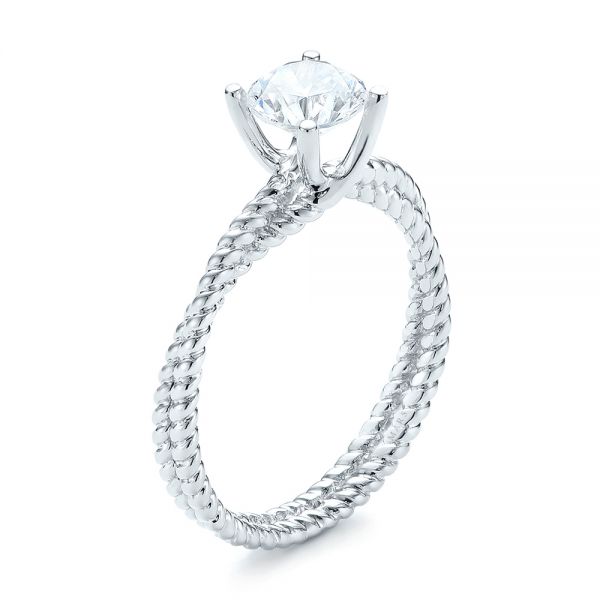 18k White Gold Braided Women's Engagement Ring - Three-Quarter View -  103674