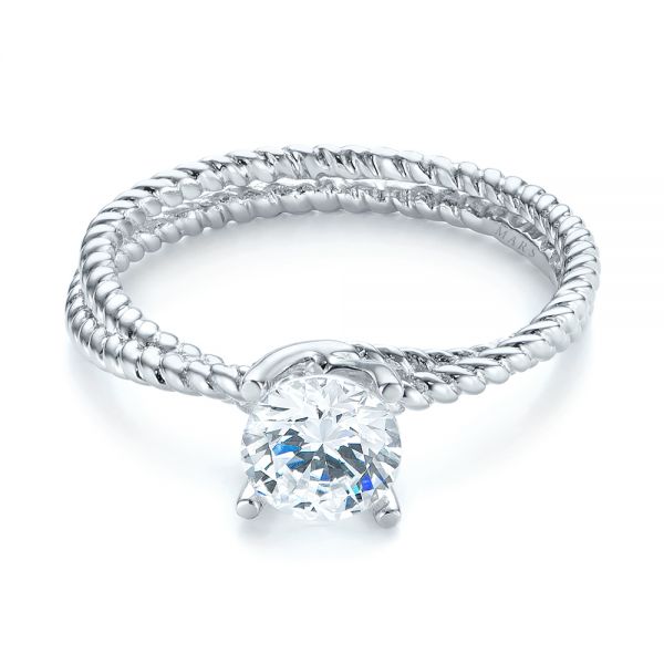 18k White Gold Braided Women's Engagement Ring - Flat View - 103674