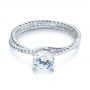 18k White Gold Braided Women's Engagement Ring - Flat View -  103674 - Thumbnail