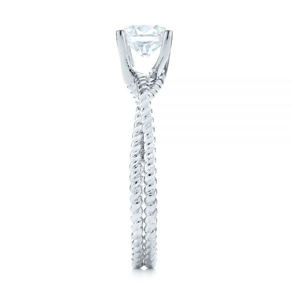 18k White Gold Braided Women's Engagement Ring - Side View - 103674