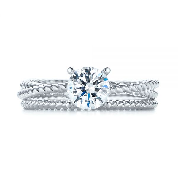 14k White Gold 14k White Gold Braided Women's Engagement Ring - Top View -  103674