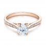 18k Rose Gold 18k Rose Gold Bright Cut Diamond Engagement Ring - Flat View -  100406 - Thumbnail