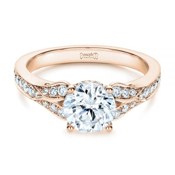 14k Rose Gold 14k Rose Gold Bright Cut Diamond Engagement Ring - Flat View -  1239