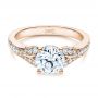 18k Rose Gold 18k Rose Gold Bright Cut Diamond Engagement Ring - Flat View -  1239 - Thumbnail