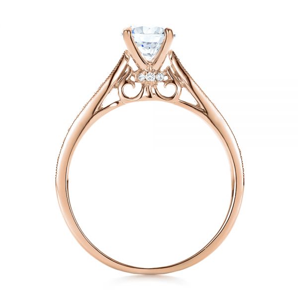 18k Rose Gold 18k Rose Gold Bright Cut Diamond Engagement Ring - Front View -  100406
