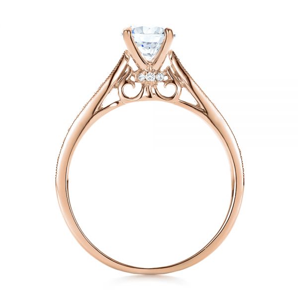14k Rose Gold 14k Rose Gold Bright Cut Diamond Engagement Ring - Front View - 100406