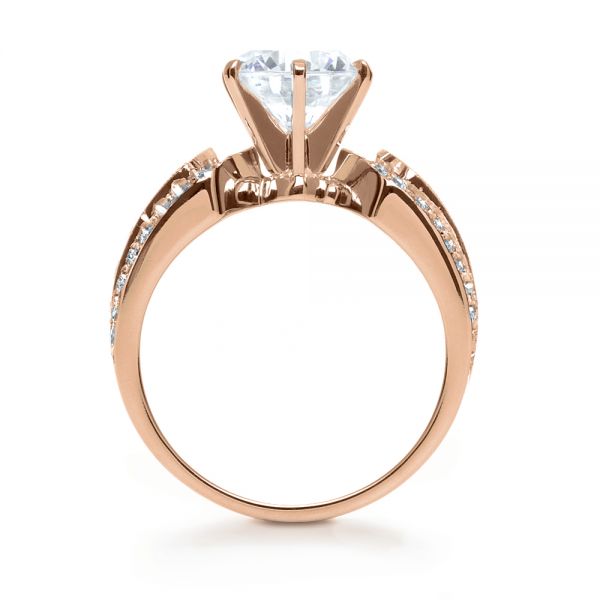 18k Rose Gold 18k Rose Gold Bright Cut Diamond Engagement Ring - Front View -  1115