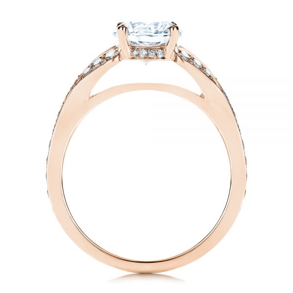 18k Rose Gold 18k Rose Gold Bright Cut Diamond Engagement Ring - Front View -  1239