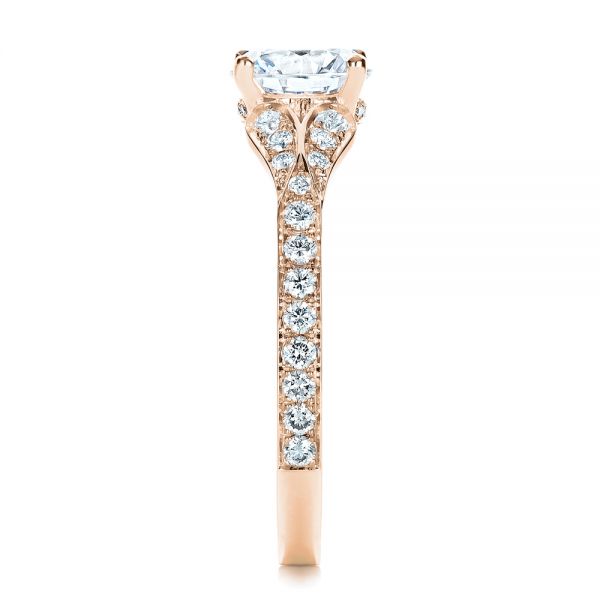 14k Rose Gold 14k Rose Gold Bright Cut Diamond Engagement Ring - Side View -  1239