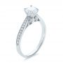14k White Gold Bright Cut Diamond Engagement Ring - Three-Quarter View -  100406 - Thumbnail