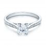 14k White Gold Bright Cut Diamond Engagement Ring - Flat View -  100406 - Thumbnail
