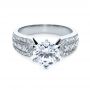 18k White Gold Bright Cut Diamond Engagement Ring - Flat View -  1115 - Thumbnail