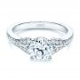 18k White Gold Bright Cut Diamond Engagement Ring - Flat View -  1239 - Thumbnail