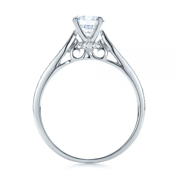  Platinum Platinum Bright Cut Diamond Engagement Ring - Front View -  100406