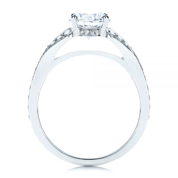 18k White Gold Bright Cut Diamond Engagement Ring - Front View -  1239