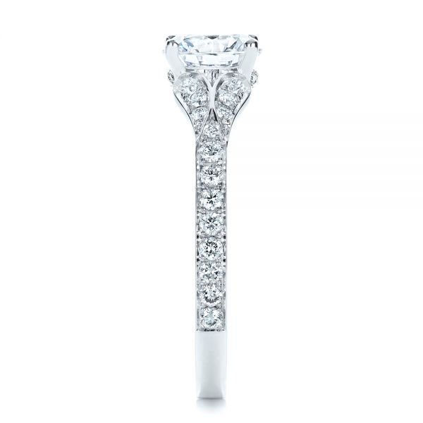 14k White Gold 14k White Gold Bright Cut Diamond Engagement Ring - Side View -  1239
