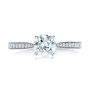14k White Gold Bright Cut Diamond Engagement Ring - Top View -  100406 - Thumbnail