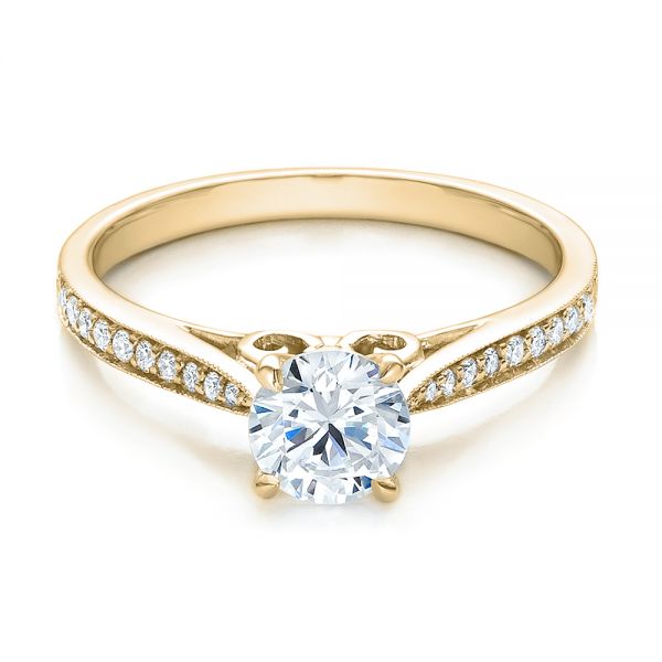 14k Yellow Gold 14k Yellow Gold Bright Cut Diamond Engagement Ring - Flat View - 100406