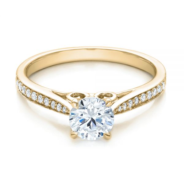 18k Yellow Gold 18k Yellow Gold Bright Cut Diamond Engagement Ring - Flat View -  100406